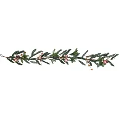 Northlight 6' Rose Gold Ball Ornaments and Berries Artificial Christmas Garland Unlit Green
