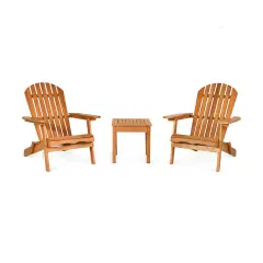 3 Pieces Fold-able Adirondack Chair Set with Widened Armrest