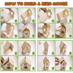 DIY 4 Pack Bird House Crafts for Kids Ages 5-8 8-12, Buildable DIY Birdhouse Kit for Children to Build, 3+ Summer Arts and Craft Projects with Paint, Boy Girl Gift Christmas