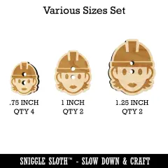 Occupation Construction Worker Builder Woman Icon Wood Buttons for Sewing Knitting Crochet DIY Craft