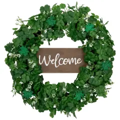 Northlight Shamrock Welcome St. Patrick's Day Twig Wreath - 20" - Unlit Green