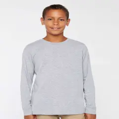 LAT&reg; Youth Fine Jersey Long Sleeve Crewneck Tee Heather