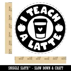 I Teach A Latte Coffee Teacher Self-Inking Rubber Stamp Ink Stamper for Stamping Crafting Planners Blue