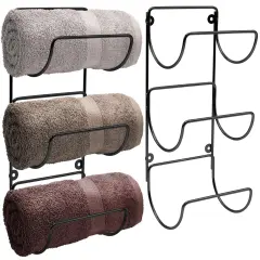 Sorbus Metal Wall Mounted Bathroom Towel Rack - Organizer for Towels, Washcloths, Hand Towels, Linens, Ideal for Bathroom, Spa, Salon Black