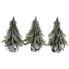 Northlight Mini Silvery Pine Downswept Artificial Christmas Trees - 9.5" - Set of 3 Green