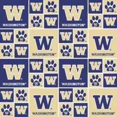Sykel Enterprises-University of Washington Cotton Fabric-Washington Huskies Geometric Cotton Quilting Fabric