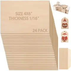 24 Pieces 4&rdquo;x6&rdquo;x1/16&rdquo; Balsa Sheets for Crafts - Perfect for Architectural Models Drawing Painting Wood Engraving Wood Burning Laser Scroll Sawing