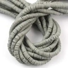 Kitcheniva 6mm Heishi Beads Clay Disc Flat Vinyl DIY Jewelry 10 Strands Grey