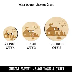 Log Cabin in the Woods Wood Buttons for Sewing Knitting Crochet DIY Craft