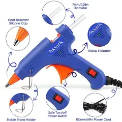 Glue Gun, Mini Hot Glue Gun Kit with 30 Glue Sticks for School Crafts DIY Arts Quick Home Repairs, 20W (Blue)