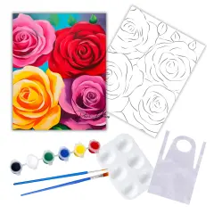 "Box Of Roses" DIY Canvas Art Kit, Adult Beginner, Acrylic Paint Size 11x14 inch