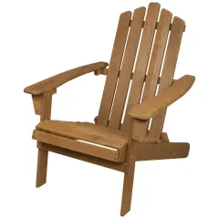 Northlight 36" Natural Stained Classic Folding Wood Adirondack Chair Brown