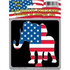 Patritotic Repiblican Sticker with and American Flag Elephant (3"x4-1/4")