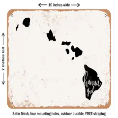 DECORATIVE METAL SIGN - Hawaii Girl - Vintage Rusty Look