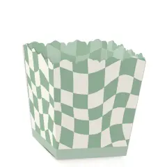 Big Dot of Happiness Sage Green Checkered Party - Party Mini Favor Boxes - Treat Candy Boxes - Set of 12