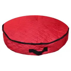Simple Living 36&rdquo; Red Premium Quilted Christmas Wreath Storage Bag