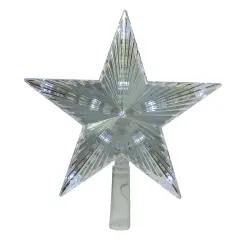 Hofert 9.5" Lighted Clear Twinkling 5-Point Star Christmas Tree Topper - Clear White LED Lights