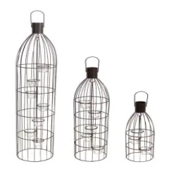 Melrose Set of 3 Espresso Brown Wire Bottle Frame Decorative Tea Light Holders 39"