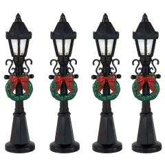 Northlight Set of 4 Lighted Street Lamps Christmas Village Display Pieces - 4.75" Brown