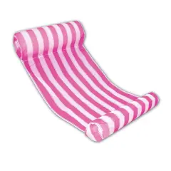 Swim Central Pink and White Striped Inflatable Water Hammock Swimming Pool Lounger