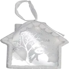 Northlight 8" White Backlit LED Sparkle Snowman Scene Christmas House Ornament