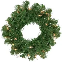 Northlight Pre-Lit Deluxe Dorchester Pine Artificial Christmas Wreath - 12" - Clear Lights Green