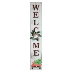 Northlight 31.75" LED Lighted Welcome Sign with Truck Christmas Sign White