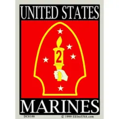 Patriotic USMC 2nd Division Sticker (3"x4-1/4")