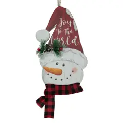Northlight 16.5" Joy to the World Snowman in Santa Hat Christmas Wall Decoration White