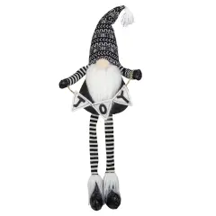 Northlight Dangling Striped Legs "JOY" Gnome Christmas Figure - 30" - Black and White