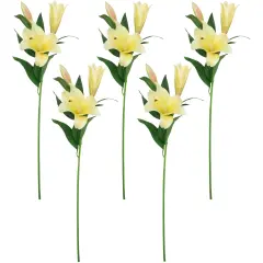 Northlight Real Touch&trade; Yellow Artificial Lily Floral Stems, Set of 5 - 38"