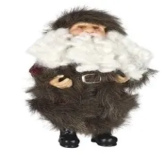 Roman 10" Brown and White Christmas Santa Claus in Burgundy Faux Fur Suit Figure