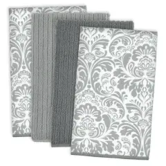DII Gray Damask Microfiber Dishtowel (Set of 4)
