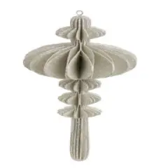 Raz 10" Eco Country Silver Glitter Corrugated Five Orbed Christmas Finial Ornament