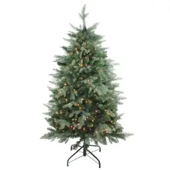 Northlight Real Touch&trade;️ Pre-Lit Medium Washington Frasier Fir Artificial Christmas Tree - 4.5' - Clear Lights Green