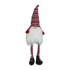 Northlight Striped Christmas Santa Gnome with Dangling Legs - 23" - Red and Gray