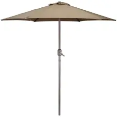 Northlight 7.5ft Outdoor Patio Market Umbrella with Hand Crank, Taupe Brown