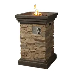 Northlight 29.25" Classic Stone Column Style Gas Fire Pit Gray