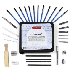 Incraftables Drawing Pencils for Sketching & Shading. Art Sketch Pencils Set for Adults & kids. Drawing Supplies Sketch Kit with 21 Graphite & Charcoal Pencils, Erasers, Sandpaper, Knife & Sharpener