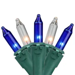 Northlight Mini Incandescent Christmas Lights -Blue and Clear - 7' Green Wire - 35ct