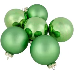 Northlight 6ct Shiny and Matte Green Glass Ball Christmas Ornaments 3.25" (82mm)