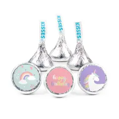90 Pcs Unicorn Kid's Birthday Candy Party Favors Hershey's Kisses Milk Chocolate (1lb, Approx. 90 Pcs) - No Assembly Required - By Just Candy
