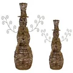 Melrose Set of 2 Brown Lighted Snowmen Christmas Figurines 36"