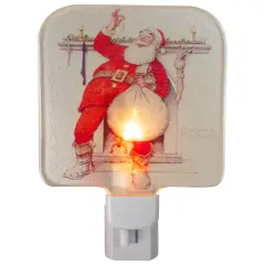 Northlight Norman Rockwell 'Filling the Stocking' Glass Christmas Night Light - 4" White