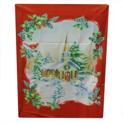 Evergreen Wonderland Snow Christmas Morning Outdoor Flag 43" x 29" Red