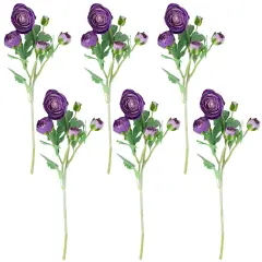 Northlight Real Touch&trade; Purple Ranunculus Artificial Floral Sprays, Set of 6 - 21"