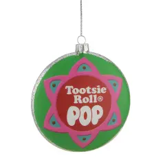 Northlight Round "Tootsie Roll POP" Christmas Disc Ornament - 4" - Green and Pink