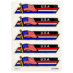 American Flag USA Stickers 5Pcs 2-3/4"X4"
