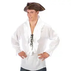 Fun World Men's White Swash Bucklin' Pirate Shirt - One Size