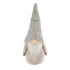 Northlight Lighted Nose and Plush Hat Christmas Gnome Decoration - 10" Beige